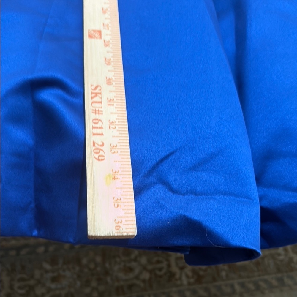 Blue Pleated Off-Shoulder Dress bow waist satin wedding guest formal cocktail - Picture 14 of 15